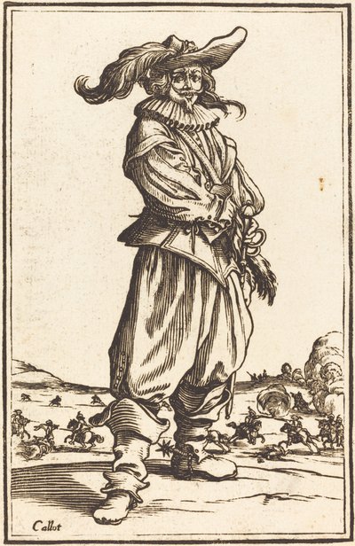 جندي مع قبعة الريش بواسطة After Jacques Callot