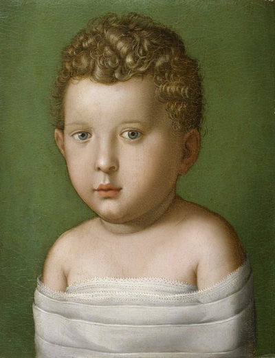 صورة لطفل رضيع ، 1540-49 (زيت على لوح خشبي) بواسطة أغنولو برونزينو