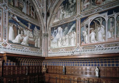 منظر للكنيسة Castellani (أو القربان المقدس) من اللوحات الجدارية التي رسمها Agnolo Gaddi (1350-1396) ، حلقات من حياة القديس أنطونيوس الكبير بواسطة أنولو جادي