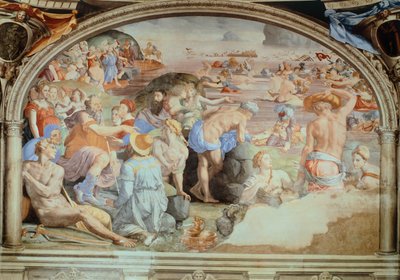 عبور البحر الأحمر ، لوحة جدارية رسمها أنولو برونزينو (1503-1572). مصلى إليونورا طليطلة ، قصر فيكيو ، فلورنسا. إيطاليا بواسطة أغنولو برونزينو
