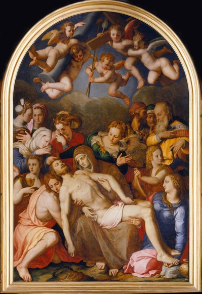 La descente de Croix - The Descent from the Cross - Bronzino، Agnolo (1503-1572) - 1553 - زيت على خشب - 263x175 - Palazzo Vecchio ، فلورنسا بواسطة أغنولو برونزينو