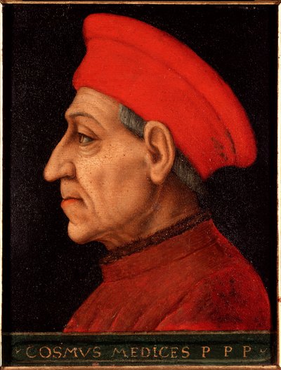 صورة لكوزيمو (كوزيمو دي ميديشي) ، المعروفة باسم كوزيمو ميديشي القديم (1389-1464) لوحة ألوري أنجيلو دي كوزيمو ديت برونزينو (1503-1572) قصر ميديسي ريكاردي (ميديتشي ريكاردي) فلورنسا بواسطة أغنولو برونزينو