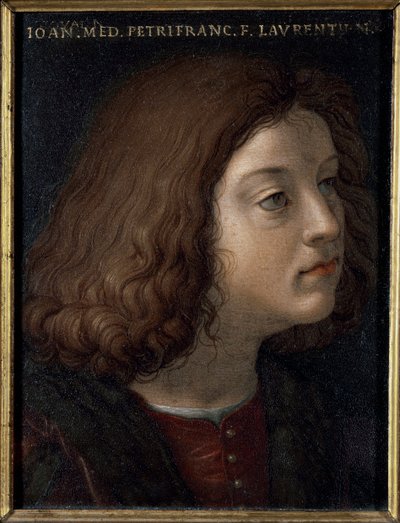 صورة جون ميديسيز ديت إيل بوبولانو (1467-1498) (صورة جيوفاني دي ميديشي إيل بوبولانو) لوحة برونزينو (أغنولو دي كوزيمو) (1503-1572) 1551 خافت 15 × 12 سم فلورنس بالازو ميديسي ريكاردي بواسطة أغنولو برونزينو