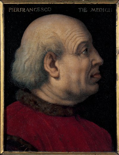 صورة لبييرفرانشيسكو دي لورنزو دي ميديشيس الأكبر (1430-1476) (صورة لدبلوماسي ومصرفي إيطالي كبير ، عضو في عائلة ميديشي في فلورنسا) ، رسم برونزينو (أغنولو دي كوزيمو) (1503-1572) خافت 15 × 12 سم بواسطة أغنولو برونزينو