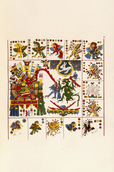صفحة من كتاب "آثار المكسيك: تجميع نسخ من اللوحات المكسيكية القديمة والهيروغليفية" ، ج. 1830-1848 بواسطة اجوستينو اجليو