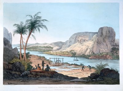 المنظر الخارجي للمعابد في إبسامبول ، مصر ، 1820 بواسطة اجوستينو اجليو