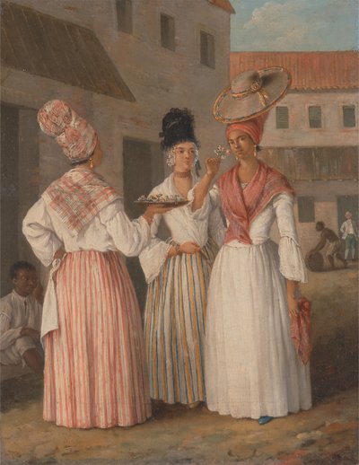 فتاة زهرة من غرب الهند وامرأتان حرتان أخريان ، كاليفورنيا. 1769. بواسطة أغوستينو برونياس