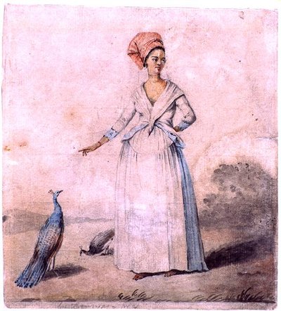 سيدة مع طاووس ، 1770 (حبر وغسل على ورق) بواسطة أغوستينو برونياس