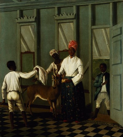 الخدم الزنوج يغسلون الغزلان (زيت على قماش) بواسطة أغوستينو برونياس