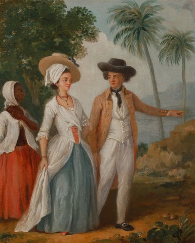 الغراس وزوجته ، مع خادم وزارع وزوجته ، بحضور خادم ، كاليفورنيا. 1780. بواسطة أغوستينو برونياس
