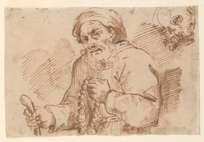 رسم نصف طول لحاج مسن بواسطة Agostino Carracci