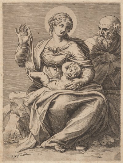 العائلة المقدسة بواسطة Agostino Carracci