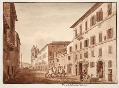 The House of Callimachus، Via Sistina، 1833 (النقش بغسل بني) بواسطة اجوستينو توفانيلي