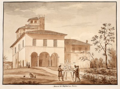 بيت رافائيل على Pincio ، 1833 (النقش بغسل بني) بواسطة اجوستينو توفانيلي