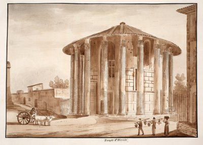 معبد فيكتور هرقل ، 1833 (النقش بغسل بني) بواسطة اجوستينو توفانيلي