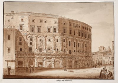 مسرح Marcellus ، 1833 (النقش بغسل بني) بواسطة اجوستينو توفانيلي