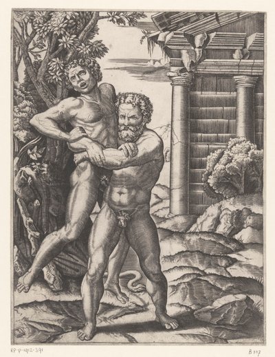 هرقل يتصارع مع Antaeus بواسطة رافائيل