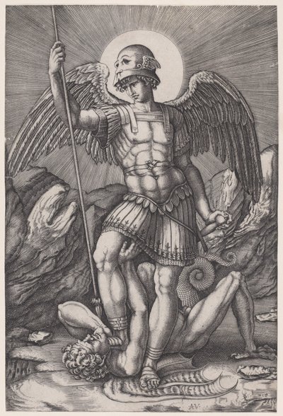 القديس ميخائيل ، كاليفورنيا. 1514-16. بواسطة أغوستينو فينيزيانو