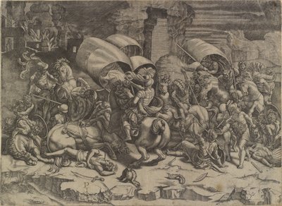 المعركة بين Scipio Africanus والقرطاجيين ("La bataille au coutelas") بواسطة أغوستينو فينيزيانو