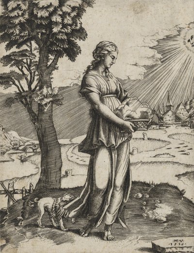 The Cumaean Sybil ، 1516 (النقش على ورق مسدود) بواسطة أغوستينو فينيزيانو