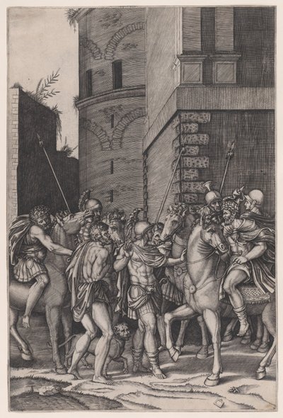 لقاء الإمبراطور بالمحارب ، كاليفورنيا. 1516-17. بواسطة أغوستينو فينيزيانو
