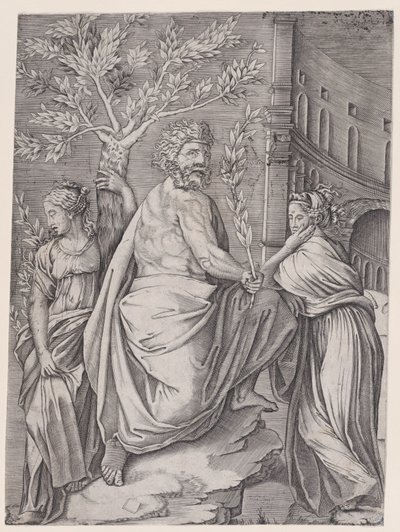الرجل ذو غصن الغار ، كاليفورنيا. 1514-36. بواسطة أغوستينو فينيزيانو