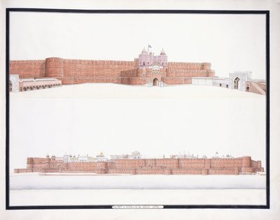 حصن أجرا ، مع بوابة دلهي ، ج. 1815 بواسطة مدرسة اجرا
