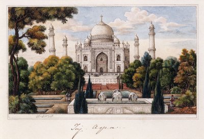 تاج محل من الحديقة ، حوالي عام 1840 (قلم حبر وحبر رمادي ، ث - ج ، مضاف إليها لمسات من اللون الأبيض ،) بواسطة مدرسة اجرا