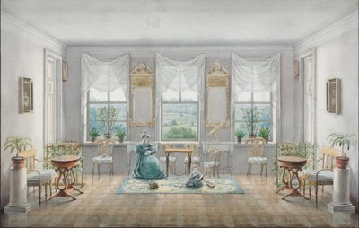 غرفة الرسم في منزل مانور غوركي ، ١٨٣١ بواسطة أجرافينا ديمترييفنا بلاجوفو