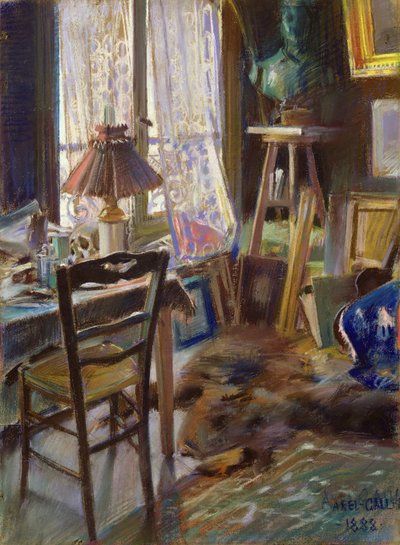 استوديو Comte Deheaulme de Vallombreuse ، 36 شارع جوفري ، باريس 1888 (باستيل) بواسطة أكسيلي فالديمار جالن كاليلا