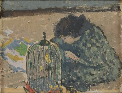 امرأة مع طائر الكناري، 1892-1894 تقريباً (زيت على بطاقة) بواسطة ألبرت أندريه