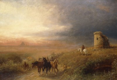 غروب الشمس في كامبانيا. مزاج المساء في Campagna بواسطة ألبرت أرنز