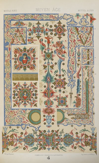 العصور الوسطى ، اللوحة 43 من "زخرفة متعددة الألوان: مائة لوحة من الذهب والفضة والألوان" بواسطة ألبرت تشارلز أوغست راسينت