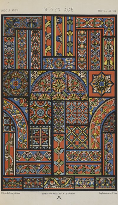 العصور الوسطى ، اللوحة 44 من "زخرفة متعددة الألوان: مائة لوحة من الذهب والفضة والألوان" بواسطة ألبرت تشارلز أوغست راسينت