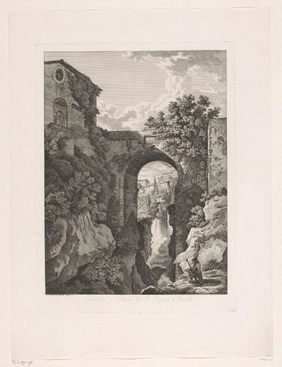 شلال بالقرب من جسر سان روكو في تيفولي Cascata، e Ponte di St. روكو تيفولي (العنوان على الكائن) كتيبات محفورة رائعة من إيطاليا (عنوان السلسلة) بواسطة وفاة ألبرت كريستوف