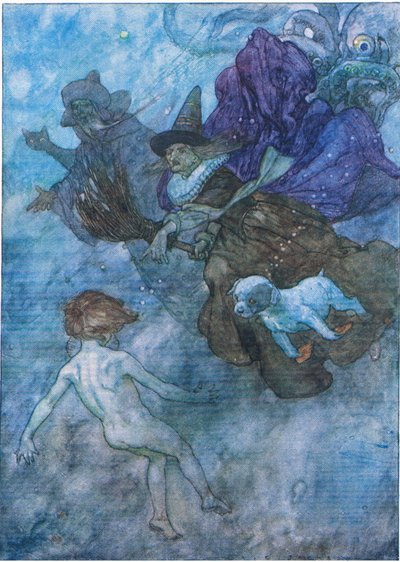 الجميع يصرخون ويصرخون في وجهه "انظر إلى الأمام ، فقط انظر إلى الأمام" ، من حانة The Water Babies. بقلم همفري ميلفورد مطبعة جامعة أكسفورد ، حوالي عام 1930 (لون ليثو) بواسطة ألبرت إدوارد جاكسون