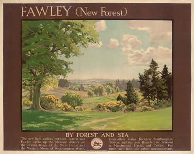 Fawley (نيو فورست) ، ملصق إعلان للسكك الحديدية الجنوبية (لون ليثو) بواسطة ألبرت جورج بيتربريدج