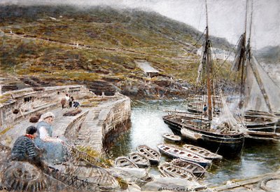Boscastle (ألوان مائية ولون جسم على ورق) بواسطة ألبرت جودوين