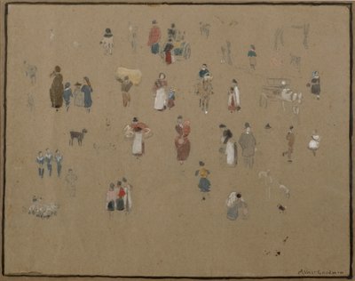 الذهاب إلى السوق (ألوان مائية وقلم رصاص مع ألوان الجسم على ورق ملون) بواسطة ألبرت جودوين