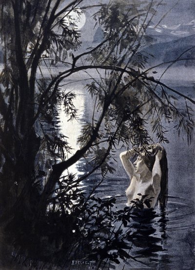 تمثيل لحورية مائية من الأساطير الجرمانية. رسم توضيحي لألبرت إديلفيلت (1854 - 1905). بواسطة ألبرت جوستاف أريستيدس إديلفيلت