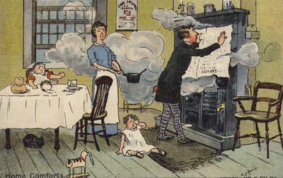 كارتون لعائلة في غرفة مليئة بالدخان بواسطة ألبرت جنر. لودوفيسي
