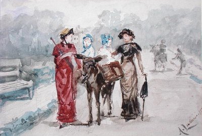 ركوب الحمير (ألوان مائية على ورق) بواسطة ألبرت جنر. لودوفيسي
