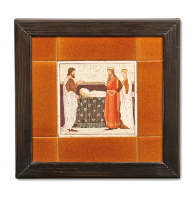 بلاط مطلي بمشهد العصور الوسطى ، 1880-99 (سيراميك مطلي) بواسطة ألبرت جوزيف مور