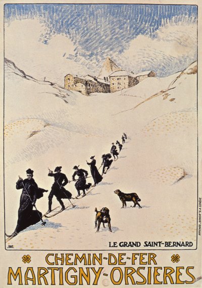 ملصق إعلان للسكك الحديدية الفرنسية من مارتيني إلى أورسييه ، 1913 بواسطة ألبرت موريت
