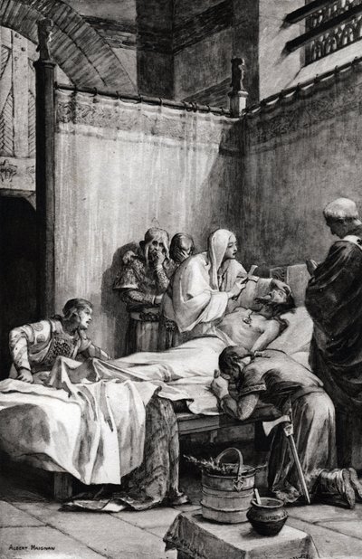 وفاة كلوفيس الأول من الفرنجة في باريس في 27 نوفمبر 511 - وفاة كلوفيس - رسم ألبرت مينيان (1845-1908) - بواسطة ألبرت بيير رينيه مينيان