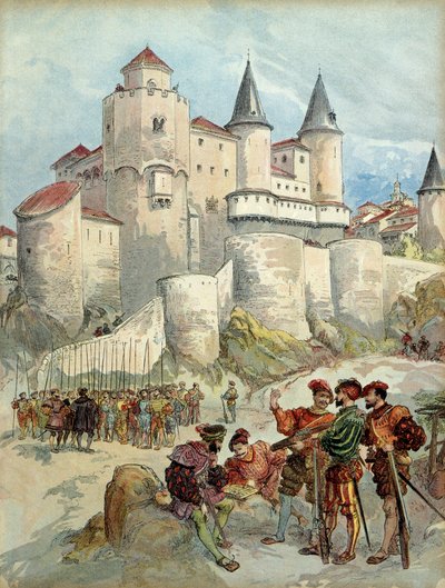 كان السجين فرانسوا الأول (1494-1547) محبوسًا في برج ألكازار في مدريد (إسبانيا) حتى عام 1526. بواسطة ألبرت روبيدا