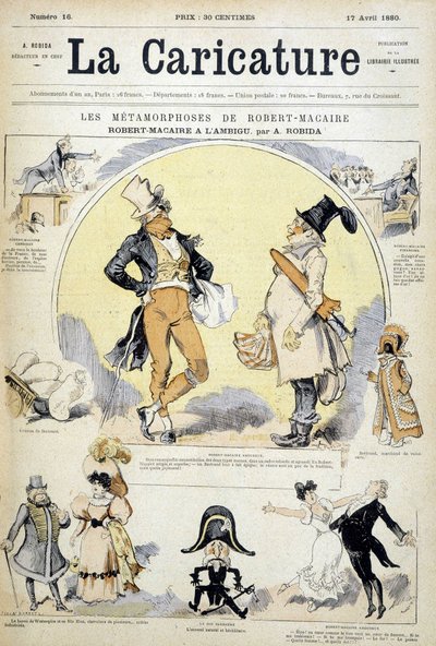 رسوم كاريكاتورية عن الممثل روبرت ماكير بواسطة Robida ، cov. "كاريكاتير" 17/7/1880. بواسطة ألبرت روبيدا