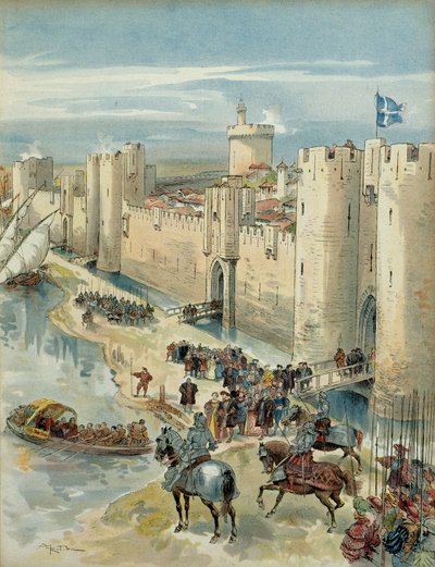 الحرب الإيطالية الثامنة (1536-1538): مقابلة مع Aigues Mortes (أو treve of Aigues Mortes) في 14 يوليو 1538 ، لقاء بين فرانسوا الأول (1494-1547) ، ملك فرنسا وتشارلز الخامس (1500-1558) ، ملك إسبانيا وإمبراطور الإمبراطورية الرومانية المقدسة الجرمانية. المصور بواسطة ألبرت روبيدا