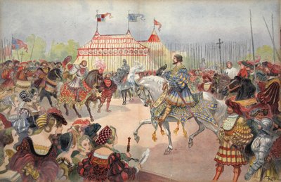 حقل القماش من الذهب ، رسم توضيحي من فرانسوا إير: لو روي شوفالييه ، بقلم جورج ج.تودوز ، حانة. 1909 (لون ليثو) بواسطة ألبرت روبيدا