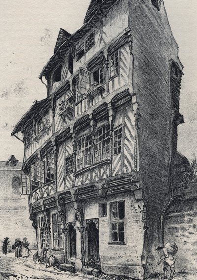 House rue Saint Guillaume in Rennes - فرنسا القديمة - بريتاني - نصوص ورسومات وطباعة حجرية ، بقلم ألبرت روبيدا (1848-1926) غير مؤرخ نهاية القرن التاسع عشر بواسطة ألبرت روبيدا